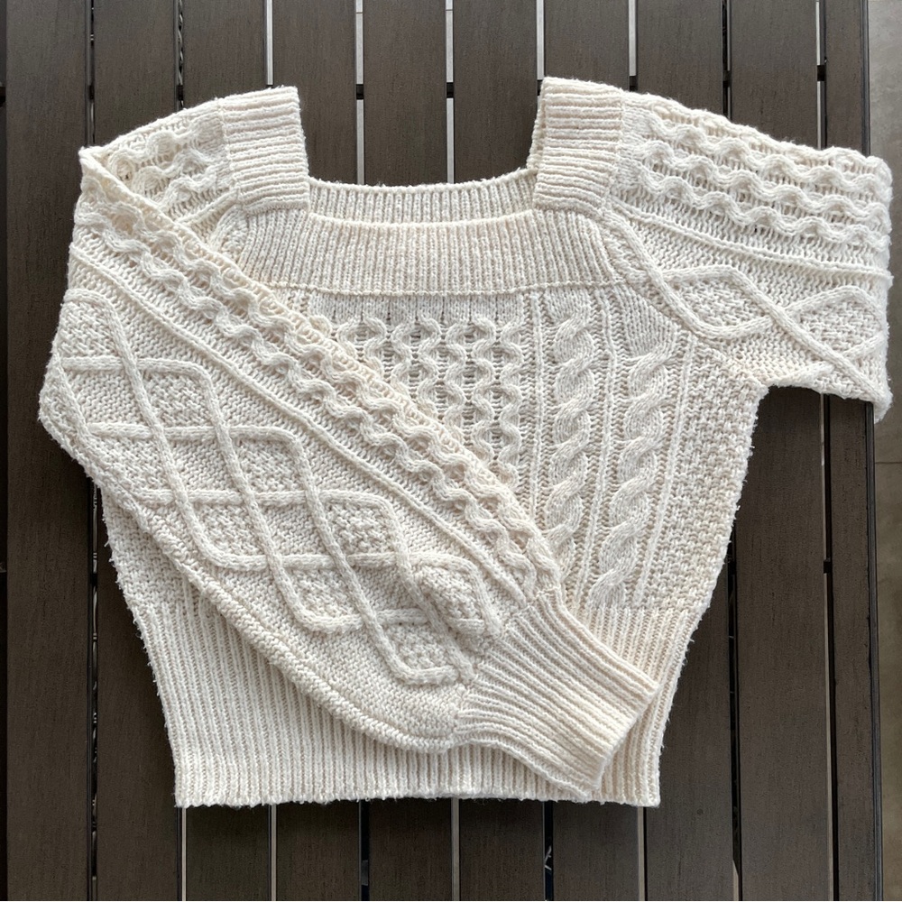 MISS SELFRIDGE CROPPED SQUARE NECK CABLE KNIT SWEATER!!